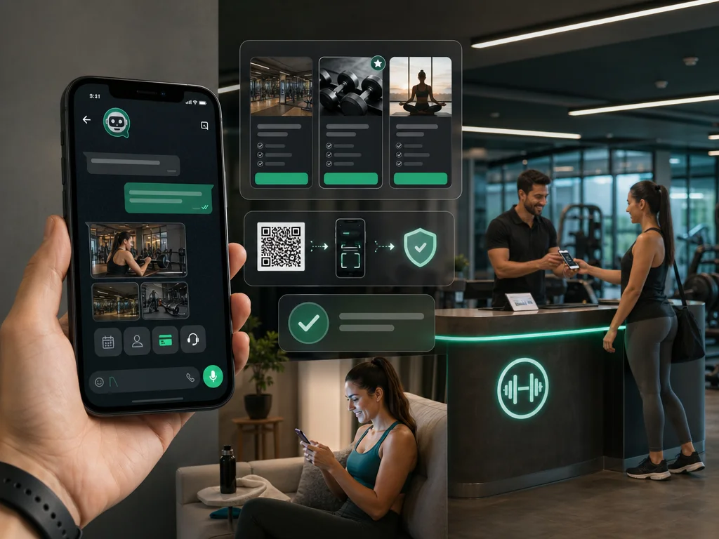 AI chatbot handling gym membership signup, plans, and payment on WhatsApp