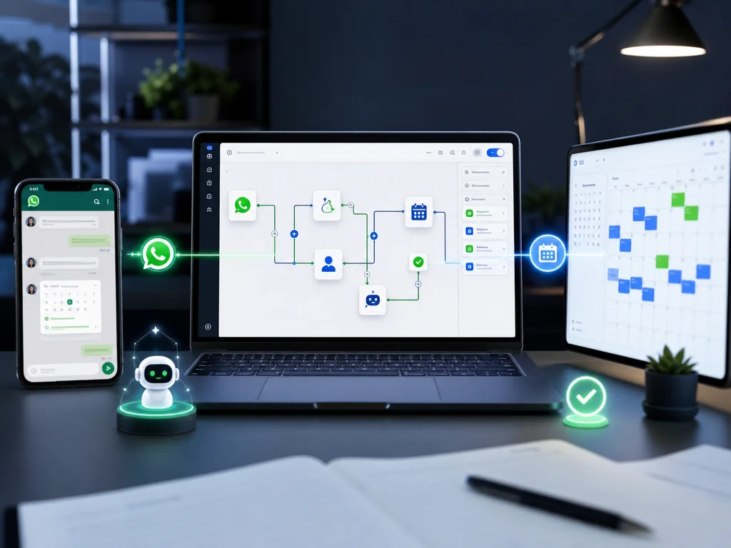 No-code workflow connecting WhatsApp Business to a calendar for automated appointment scheduling